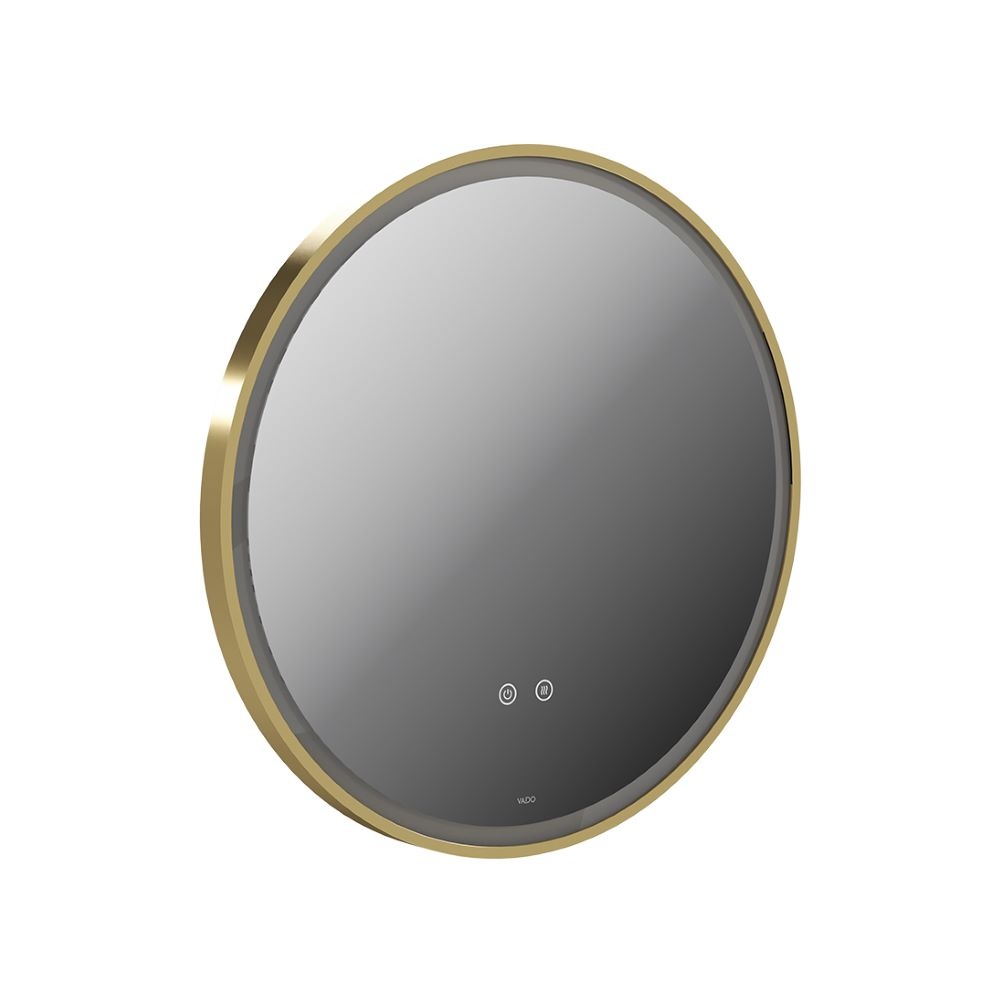 Cut out image of Vado Cameo 600mm Illuminated Round Satin Brass Mirror